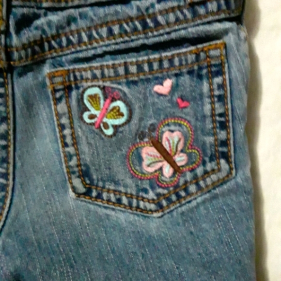 Carter's 3T denim jeans with butterflies on front and back pockets. - Picture 2 of 5